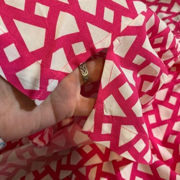 Natori Fuchsia Soho Geo Printed Challis Kaftan Dress Size S New - Picture 3 of 9